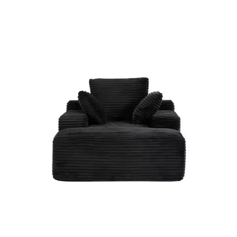 Divano letto singolo moderno in velluto a coste e chaise longue con cuscini decorativi, nessun assemblaggio richiesto
