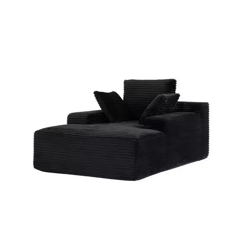 Divano letto singolo moderno in velluto a coste e chaise longue con cuscini decorativi, nessun assemblaggio richiesto
