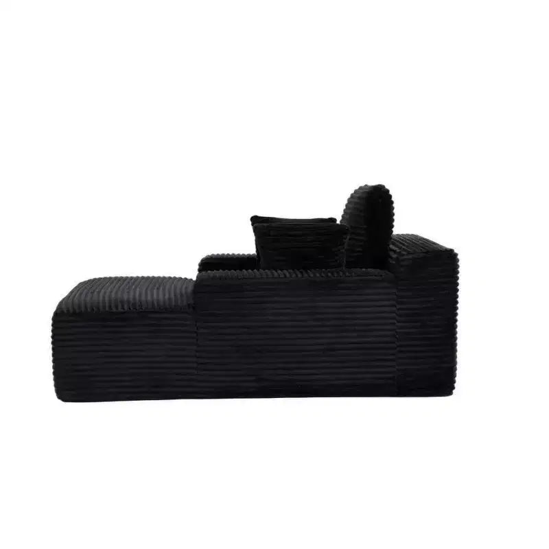 Divano letto singolo moderno in velluto a coste e chaise longue con cuscini decorativi, nessun assemblaggio richiesto