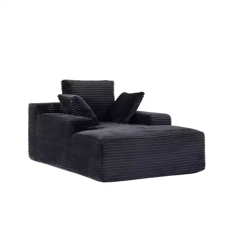 Divano letto singolo moderno in velluto a coste e chaise longue con cuscini decorativi, nessun assemblaggio richiesto