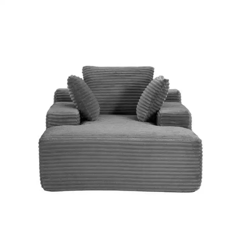 Divano letto singolo moderno in velluto a coste e chaise longue con cuscini decorativi, nessun assemblaggio richiesto
