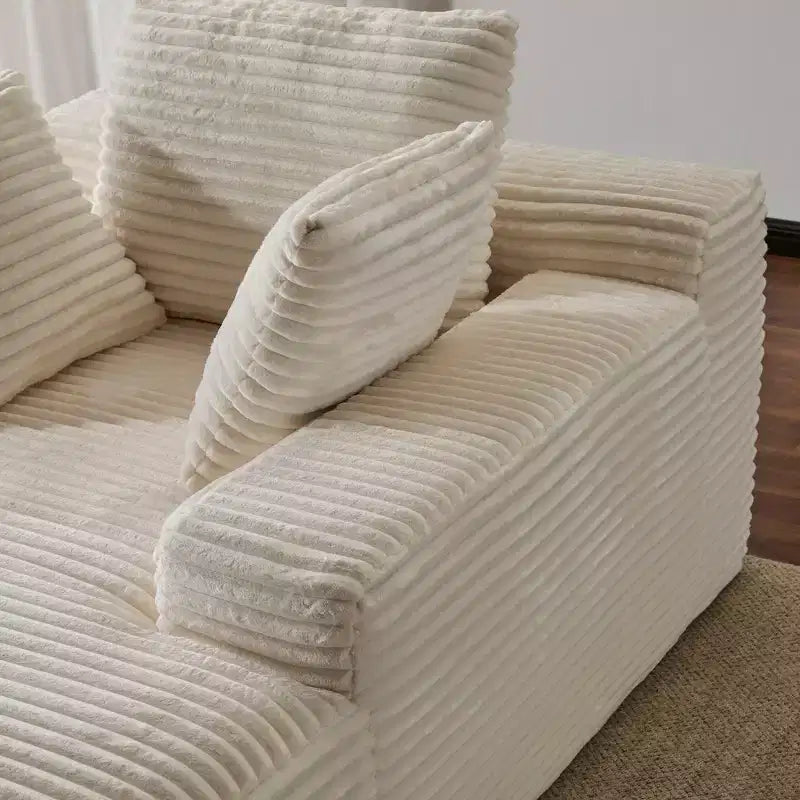 Divano letto singolo moderno in velluto a coste e chaise longue con cuscini decorativi, nessun assemblaggio richiesto