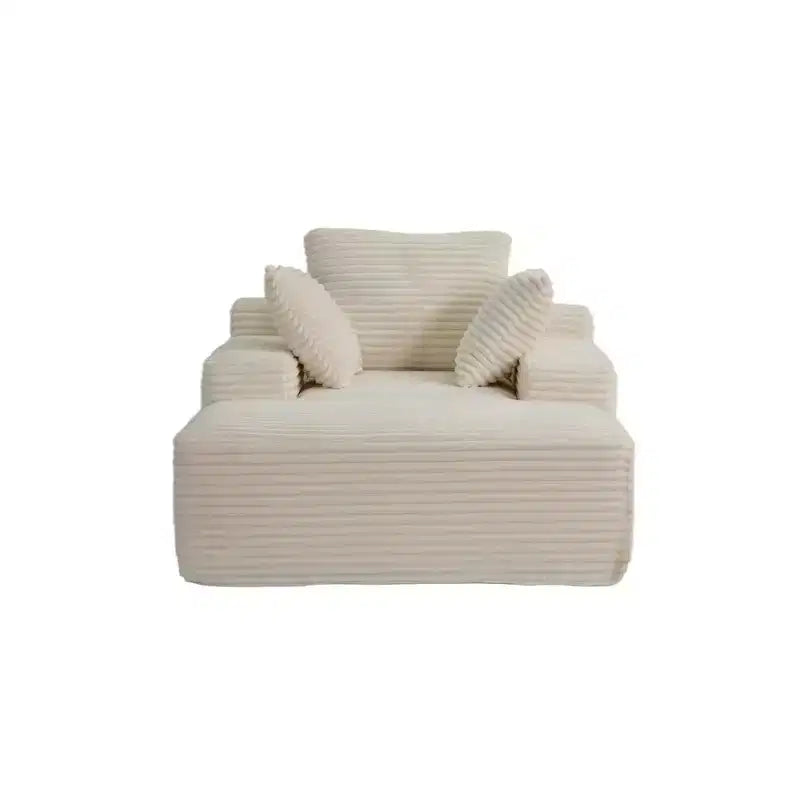 Divano letto singolo moderno in velluto a coste e chaise longue con cuscini decorativi, nessun assemblaggio richiesto