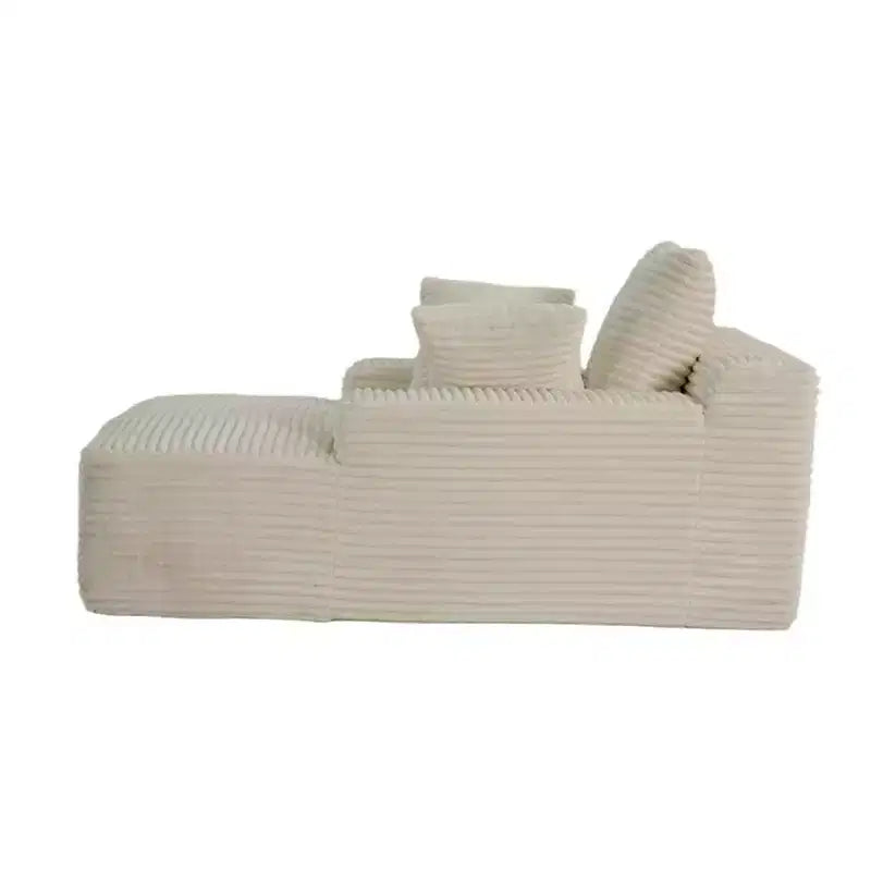 Divano letto singolo moderno in velluto a coste e chaise longue con cuscini decorativi, nessun assemblaggio richiesto