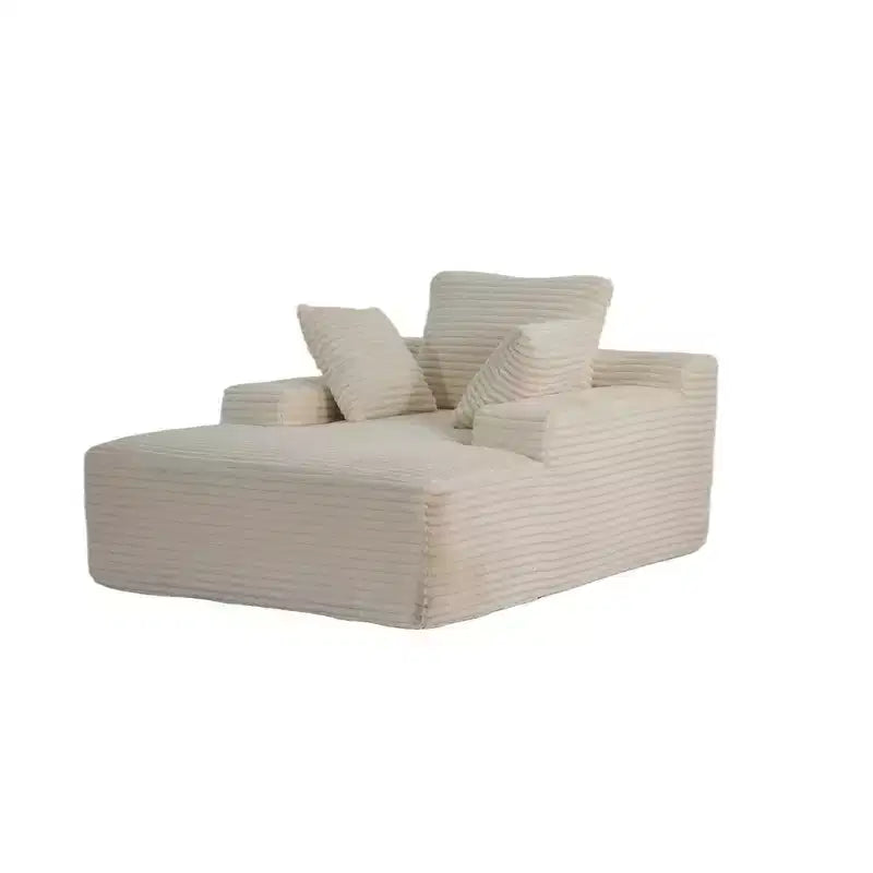 Divano letto singolo moderno in velluto a coste e chaise longue con cuscini decorativi, nessun assemblaggio richiesto