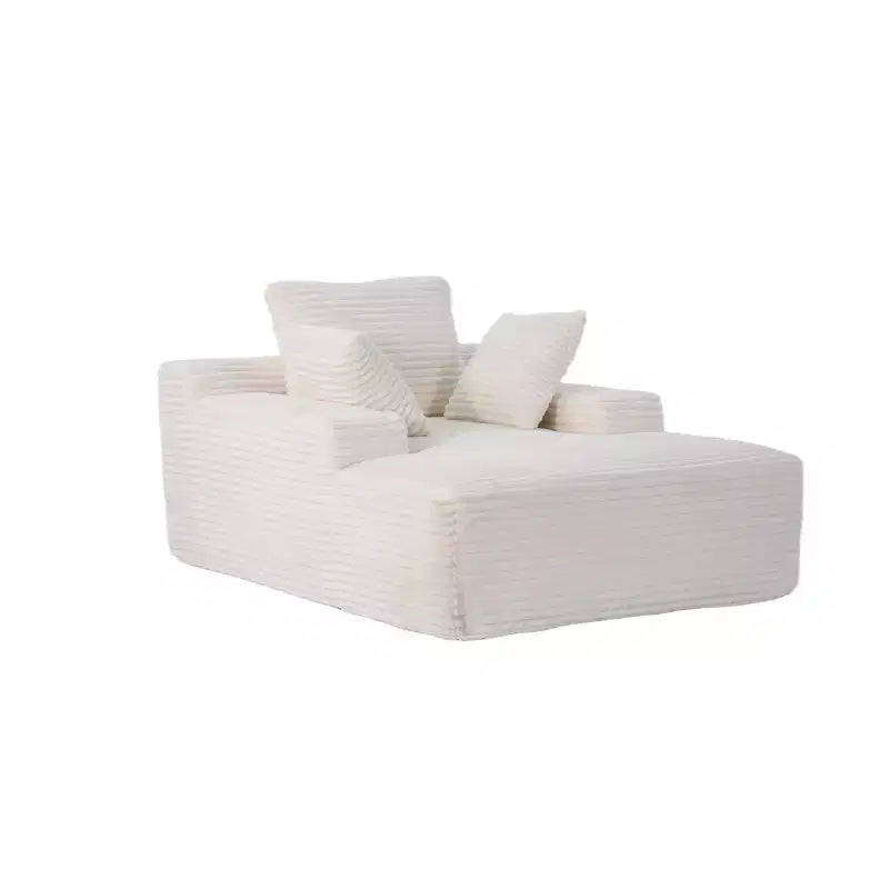 Divano letto singolo moderno in velluto a coste e chaise longue con cuscini decorativi, nessun assemblaggio richiesto