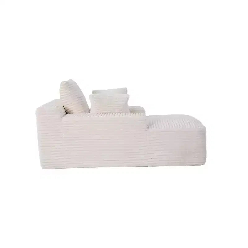 Divano letto singolo moderno in velluto a coste e chaise longue con cuscini decorativi, nessun assemblaggio richiesto