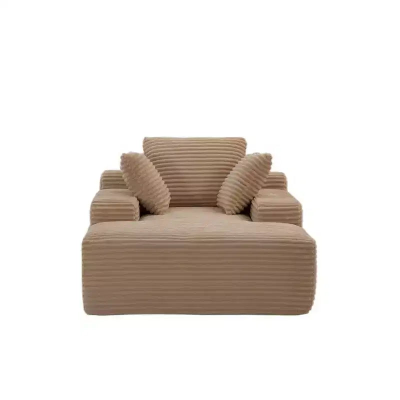 Divano letto singolo moderno in velluto a coste e chaise longue con cuscini decorativi, nessun assemblaggio richiesto