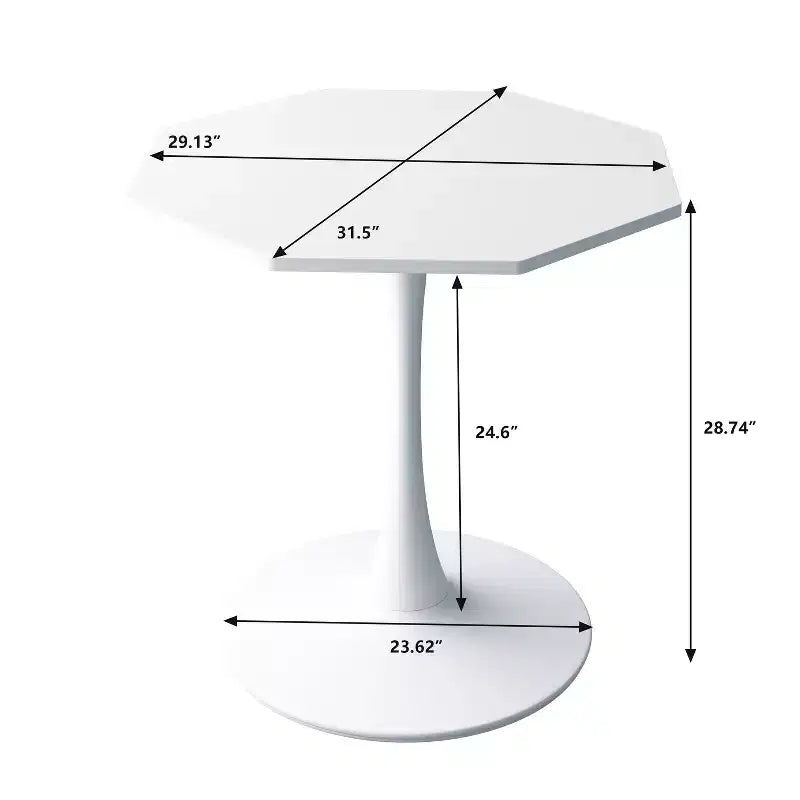 Octagonal Metal Base Coffee Table with MDF Top, Modern Living Room Table, White