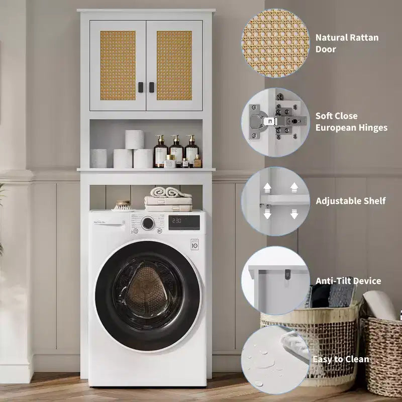 Over Toilet Storage Cabinet, Farmhouse Over Toilet Bathroom Organizer, Freestanding Wood Toilet Storage Cabinet with Adjustable Shelf, for Bathroom