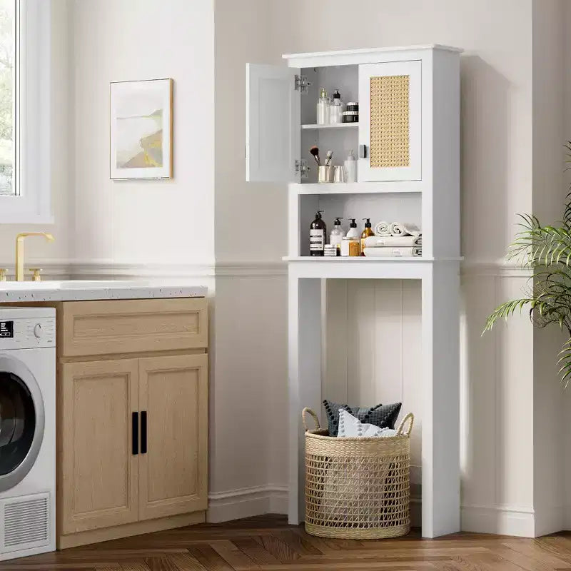 Over Toilet Storage Cabinet, Farmhouse Over Toilet Bathroom Organizer, Freestanding Wood Toilet Storage Cabinet with Adjustable Shelf, for Bathroom