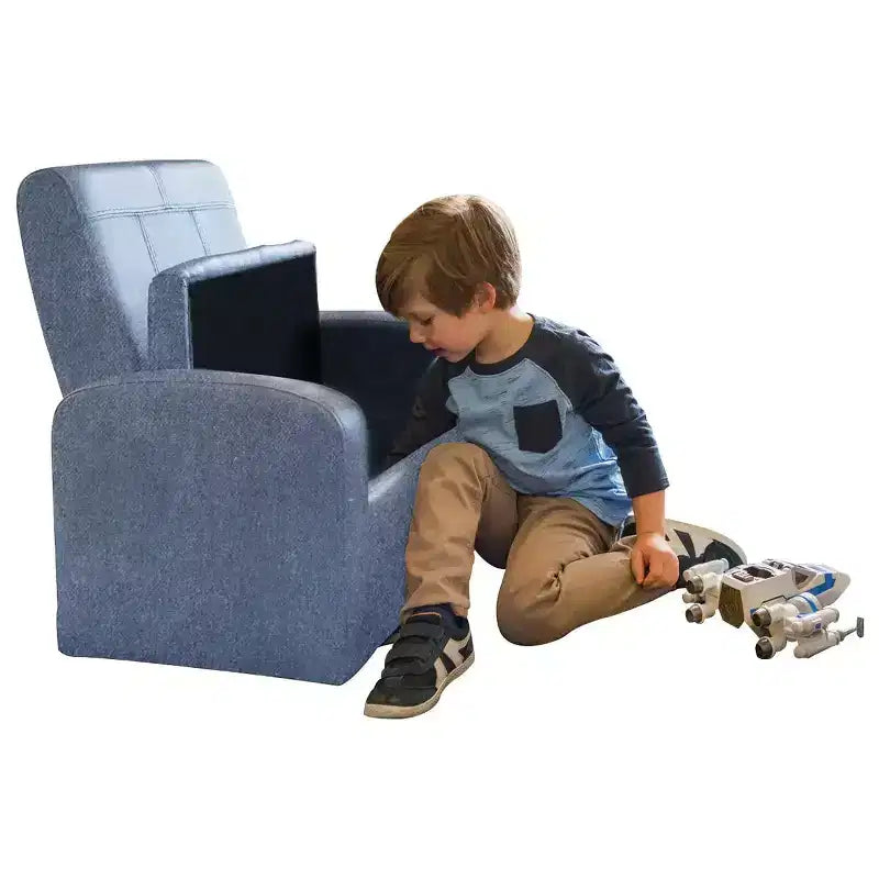 Comoda poltrona per bambini con contenitore per giocattoli integrato per bambini e bambine, nero