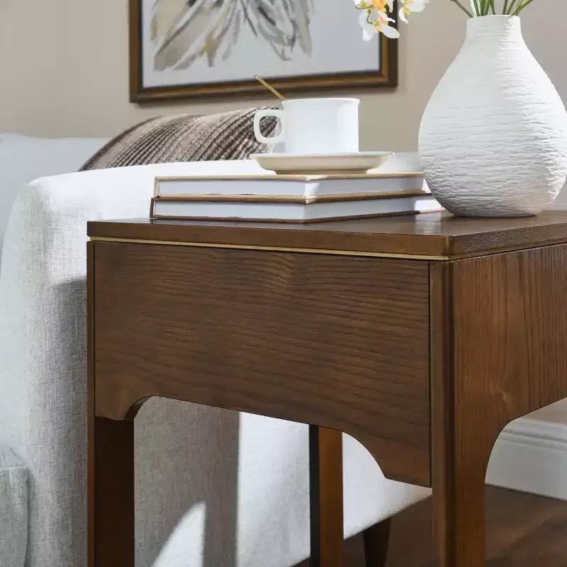 Tavolino portaoggetti in legno Mid-Century Modern con piano sollevabile