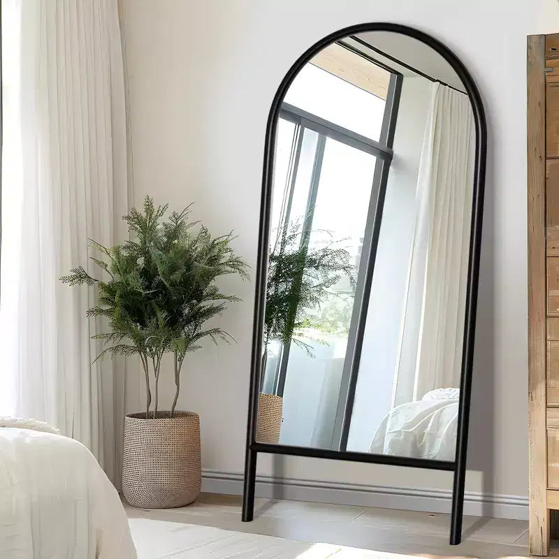 Specchio intero rettangolare in legno massiccio da 71x31 pollici, marrone (senza staffa)