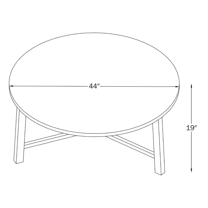 44 Inch Round Solid Wood Farmhouse Coffee Table, Pecan Finish