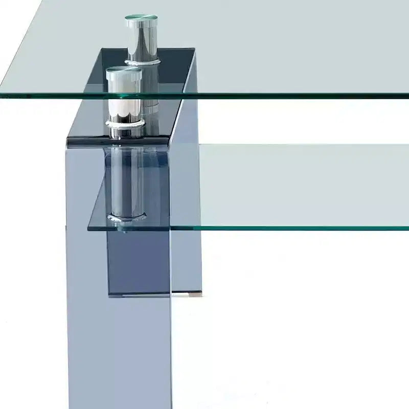 39 Inch Clear and Black Glass Coffee Table with Lower Shelf