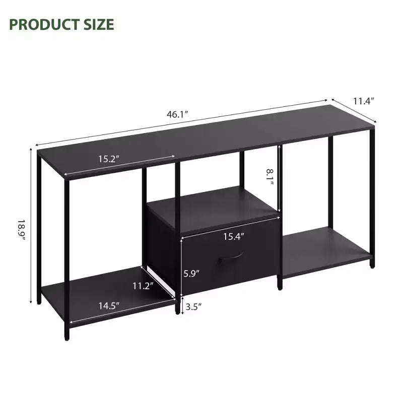 Mobile porta TV da 46 pollici con LED, Centro di Intrattenimento per TV fino a 55 pollici, Mobile TV con Ripiani Contenitore, Credenza Lunga, per Camera da Letto, Soggiorno, Ufficio, nero