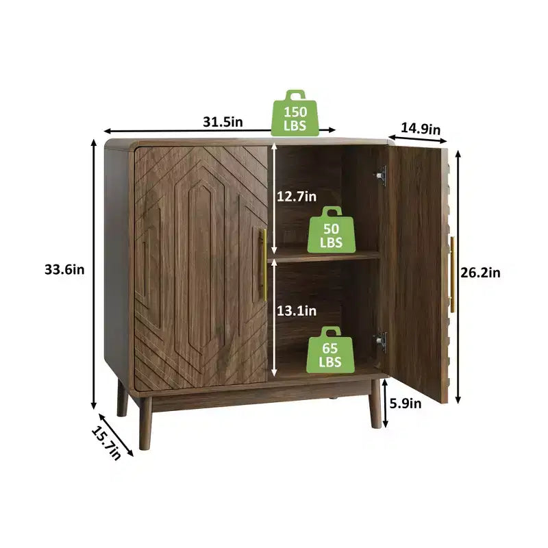 Mobile Credenza Buffet 31", Mobile Bar da Caffè d'accento con Ripiano Regolabile, Tavolo Console da Ingresso, Mobiletto a Terra per Cucina Soggiorno