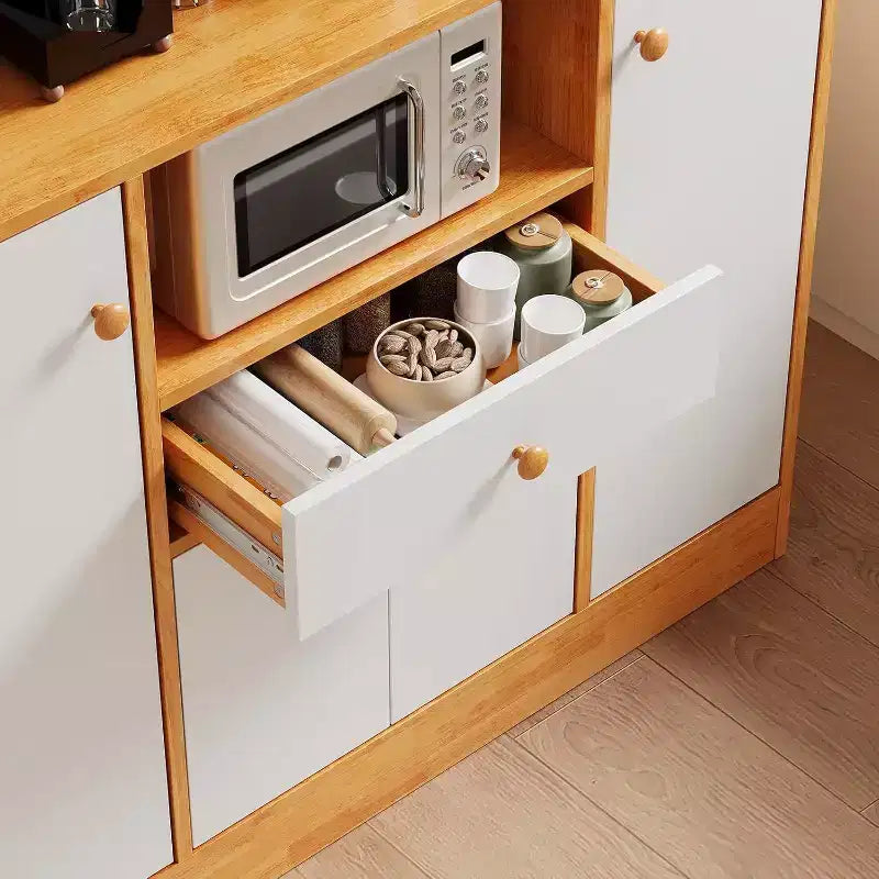 Large Pantry Cabinet - Freestanding Sideboard with Drawers, Doors & Adjustable Shelf for Kitchen Storage