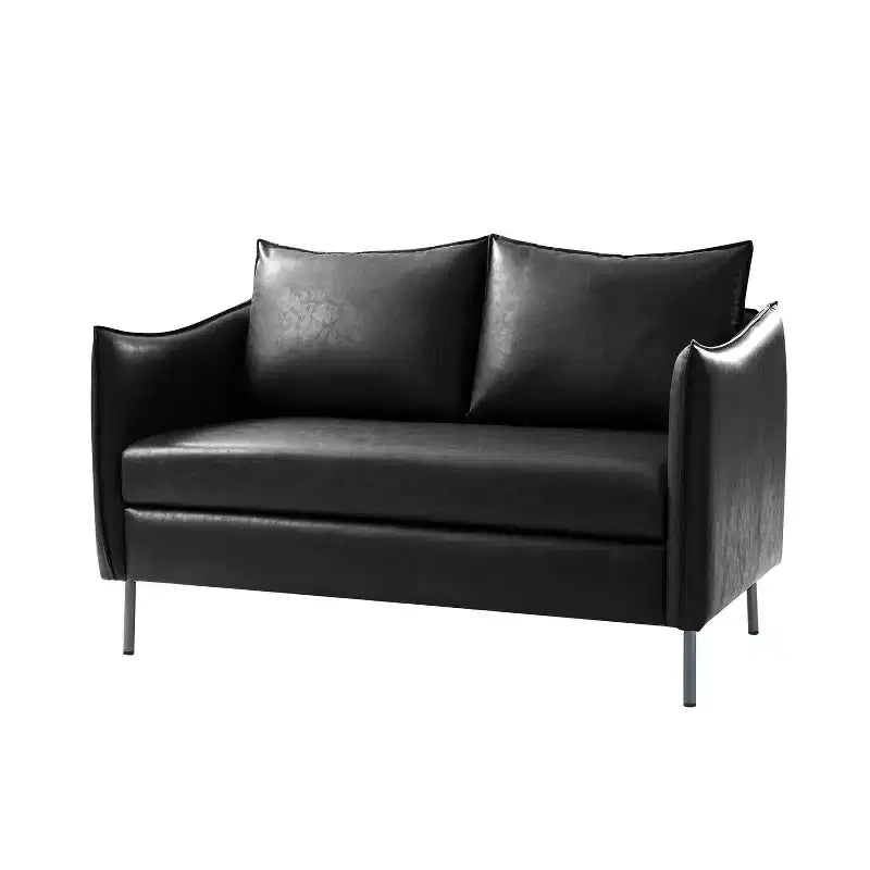 Modern modern Industrial Upholstered Leather Loveseat with Metal Legs