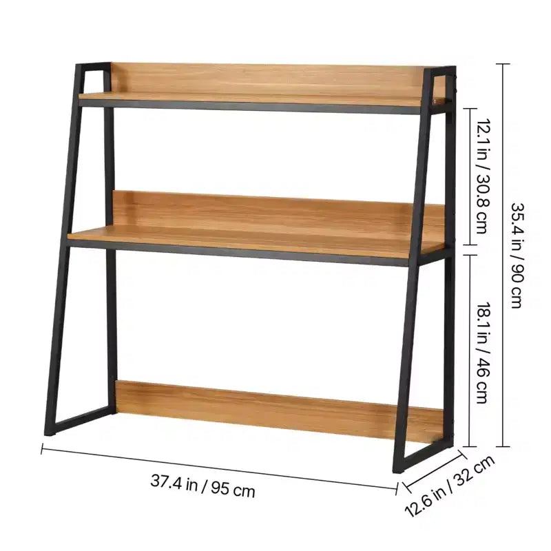 Scaffale/Portaoggetti da Scrivania a 2 Livelli, 95x32x90cm, Color Legno
