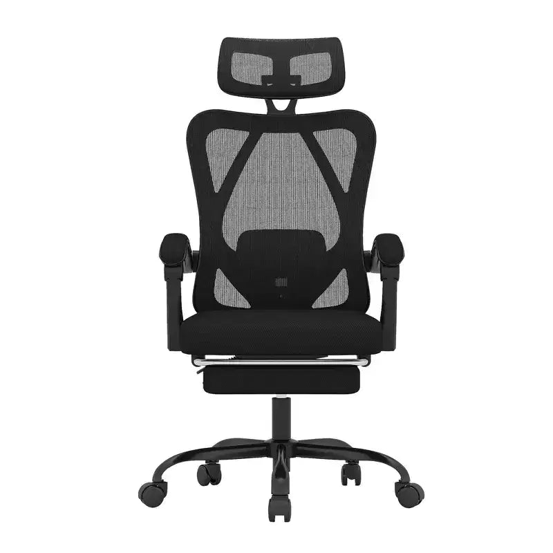 Ergonomic Mesh Office Chair with Headrest, Lumbar Support & Footrest, Black