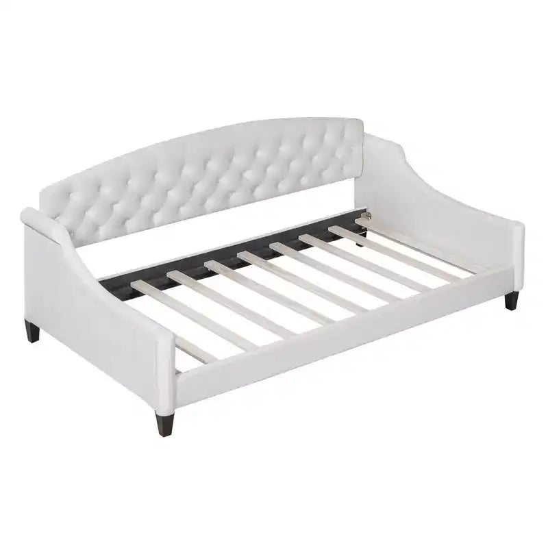 Modern Curved Velvet Daybed with Tufted Backrest, Luxury Lounge Sofa Bed