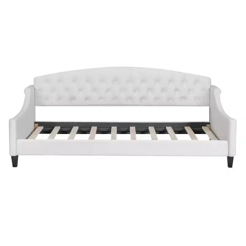 Modern Curved Velvet Daybed with Tufted Backrest, Luxury Lounge Sofa Bed