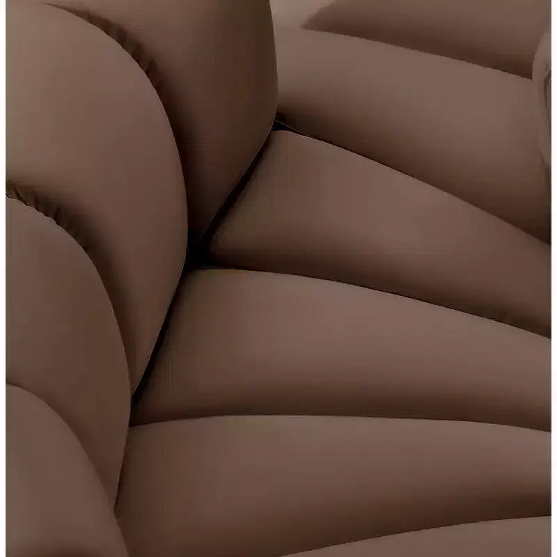 Divano modulare Arc Brown in pelle vegana, sezionale moderno curvo