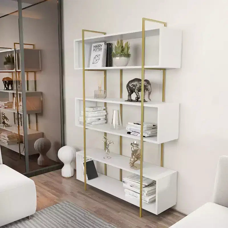 Libreria Decorativa Moderna con Ripiani Aperti per Soggiorno e Ufficio