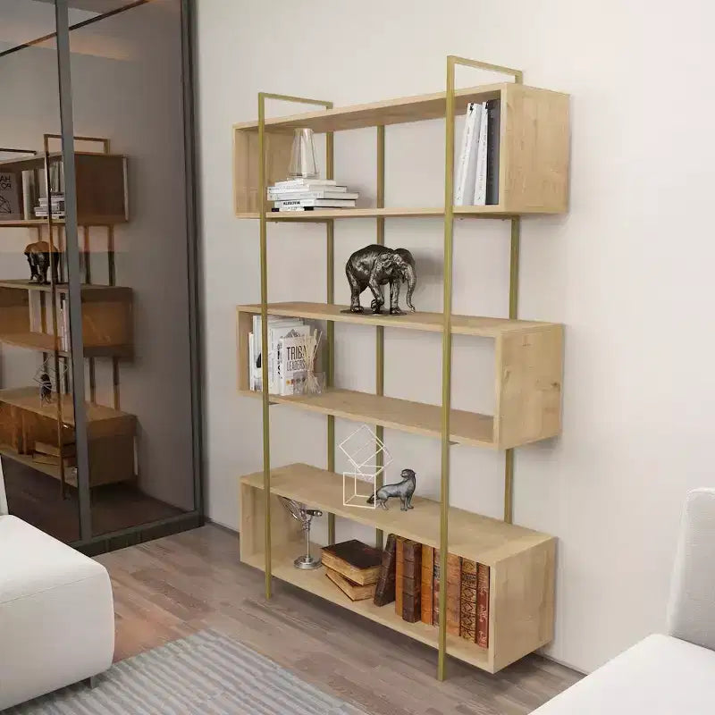 Libreria Decorativa Moderna con Ripiani Aperti per Soggiorno e Ufficio