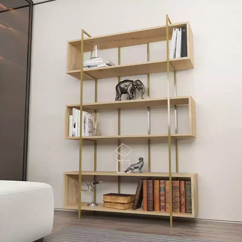 Libreria Decorativa Moderna con Ripiani Aperti per Soggiorno e Ufficio