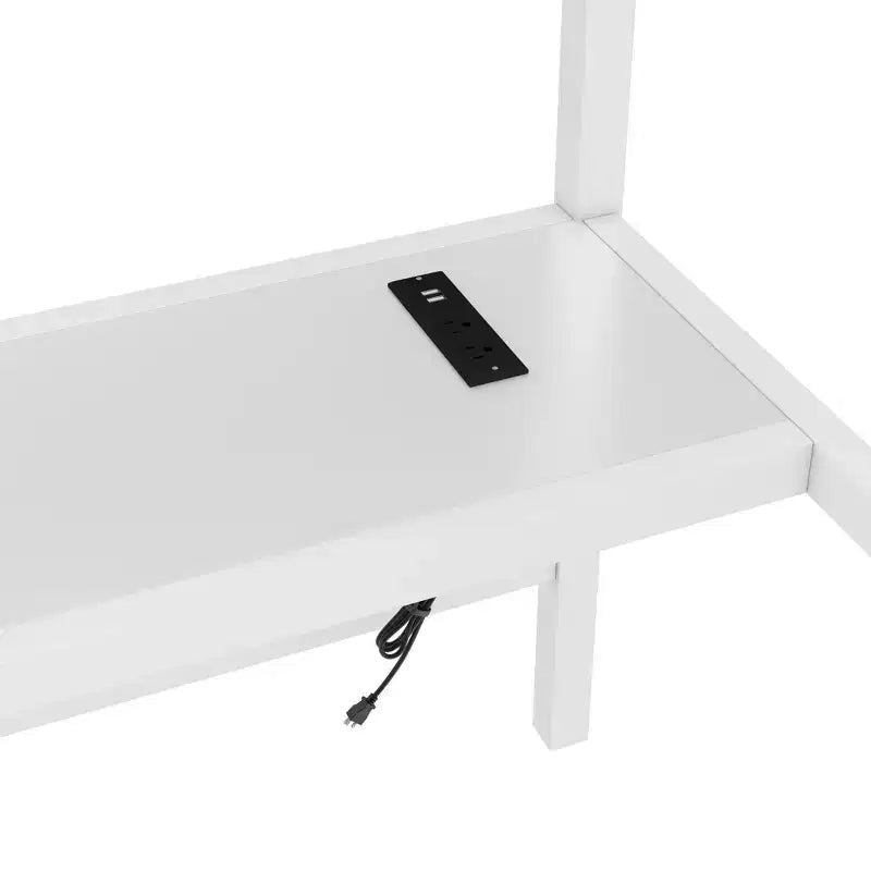 Letto a soppalco Queen Size in metallo nero con presa di corrente e luce a LED, salvaspazio e a rumorosità ridotta