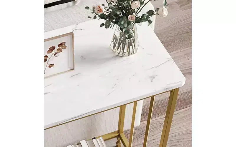 Console da Ingresso, Tavolino da Divano in Vetro Temperato con Ripiano in Vetro e Struttura in Metallo, Tavolino Stretto Moderno, Struttura in Metallo, per Soggiorno, Corridoio