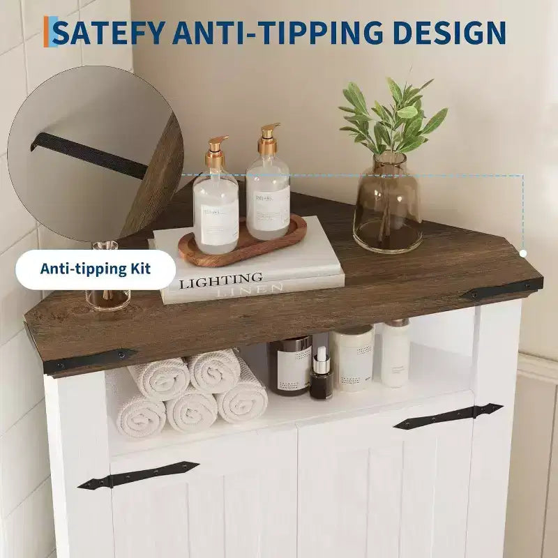 Mobiletto angolare da bagno piccolo con ante, Mobiletto contenitore bianco
