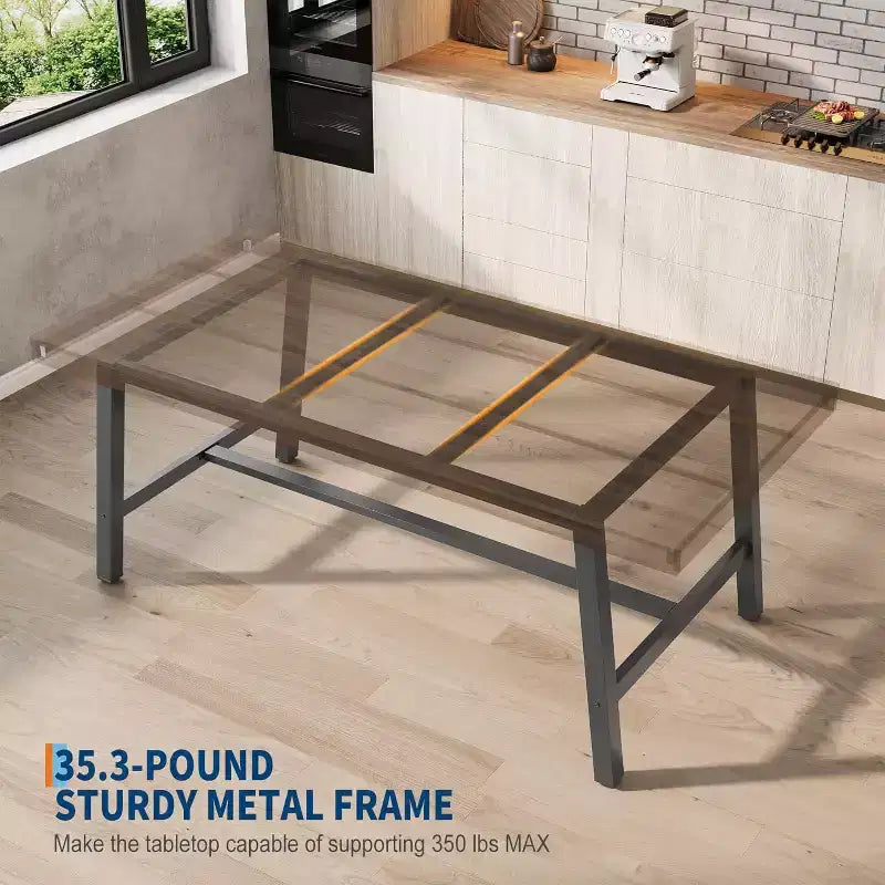 Tavolo da pranzo industriale per 4-6 persone, tavolo da cucina in legno lungo 160 cm con robusta struttura in metallo – rettangolare, per 4-6 posti a sedere, per cena