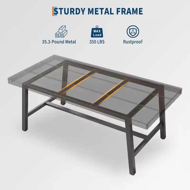 Industrial Dining Table for 4-6 People, 63in Long Wooden Kitchen Table with Sturdy Metal Frame - Seats 4-6 Rectangular Counter for Dinner