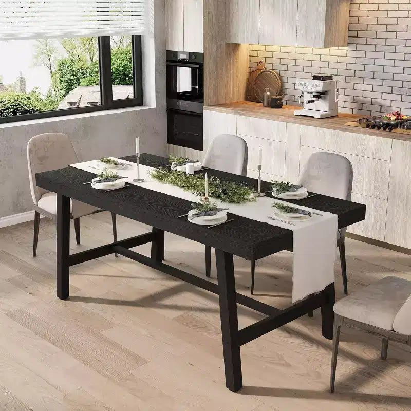 Tavolo da pranzo industriale per 4-6 persone, tavolo da cucina in legno lungo 160 cm con robusta struttura in metallo – rettangolare, per 4-6 posti a sedere, per cena