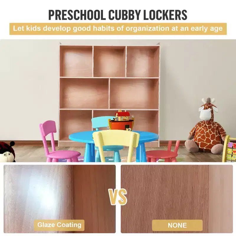 8-Compartment Mobile Storage Cubby Cabinet with 2 Storage Boxes, Toy Shelves for Classrooms, Daycare, Home, Kindergarten