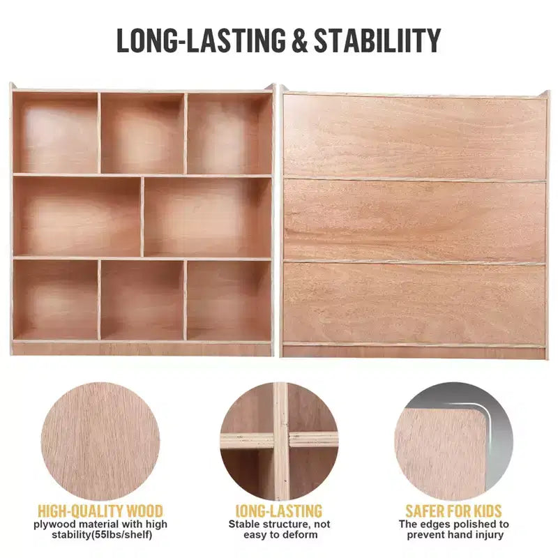 Mobile a 8 Scomparti con 2 Scatole Contenitore, Scaffali per Giocattoli per Aule, Asili Nido, Casa, Scuole Materne