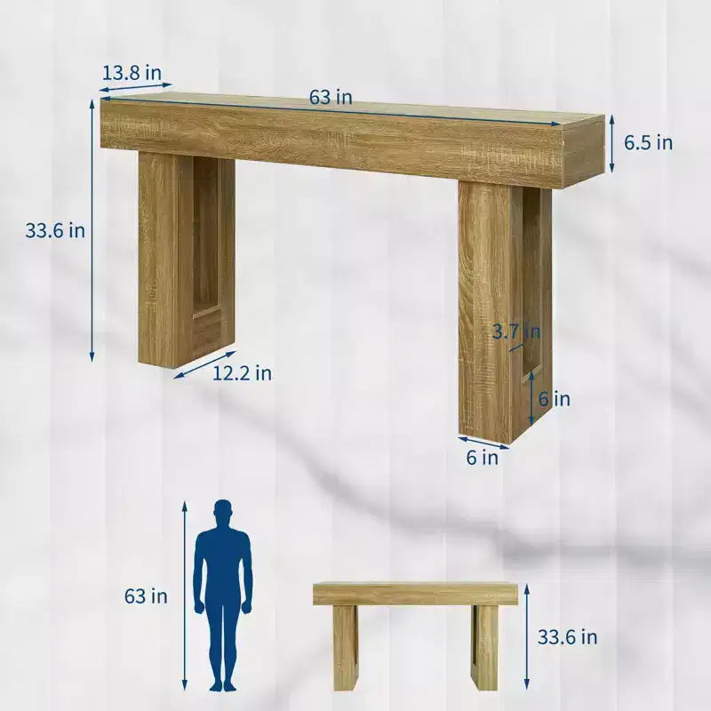 Tavolo consolle in legno massello per ingresso, tavolino da divano da 63 pollici in stile rustico per ingresso dietro il divano, tavolini rettangolari per soggiorno, corridoio, atrio