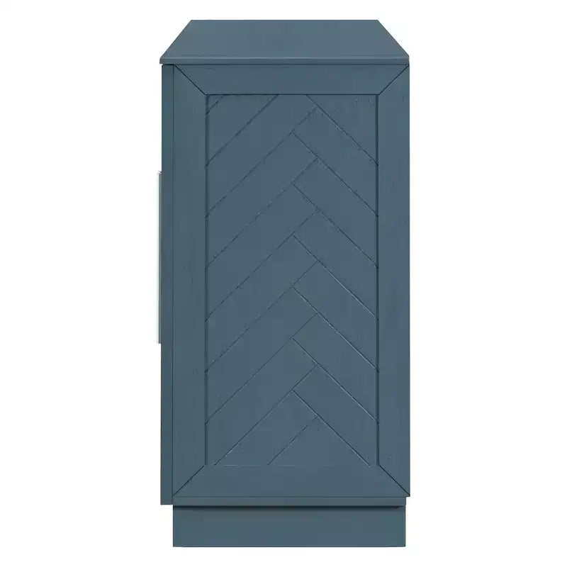 Credenza con Ante e Ripiani Regolabili & Maniglie Argentate, Blu Anticato