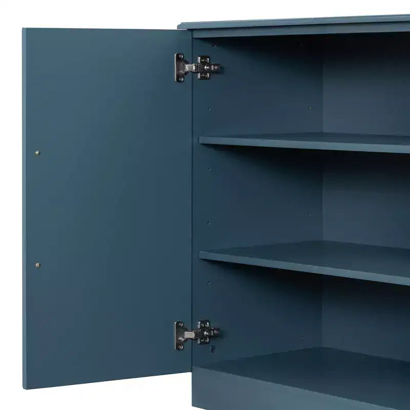 Credenza con Ante e Ripiani Regolabili & Maniglie Argentate, Blu Anticato