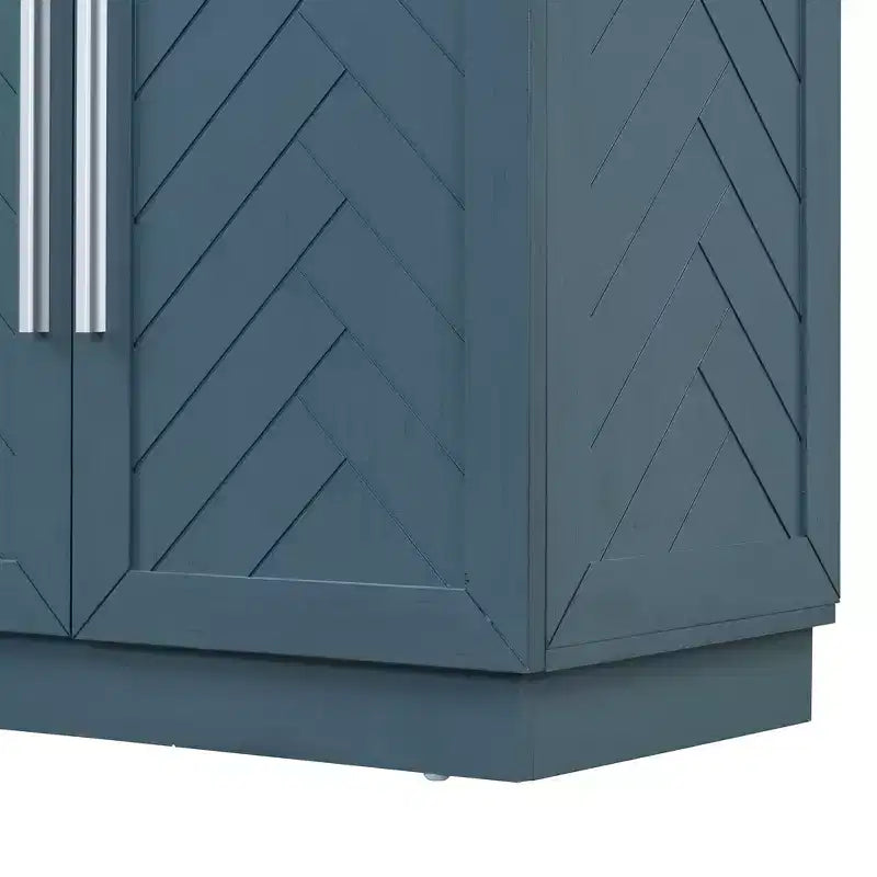 Credenza con Ante e Ripiani Regolabili & Maniglie Argentate, Blu Anticato