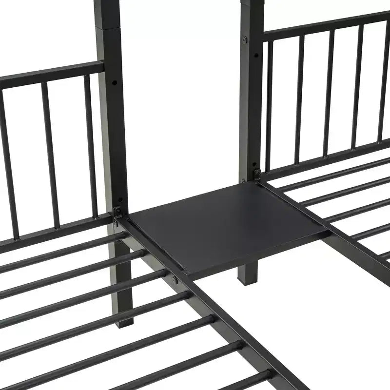 Letto a castello triplo in metallo Full over Twin-Twin con cassetti, telaio a castello resistente con scala di stoccaggio, nero